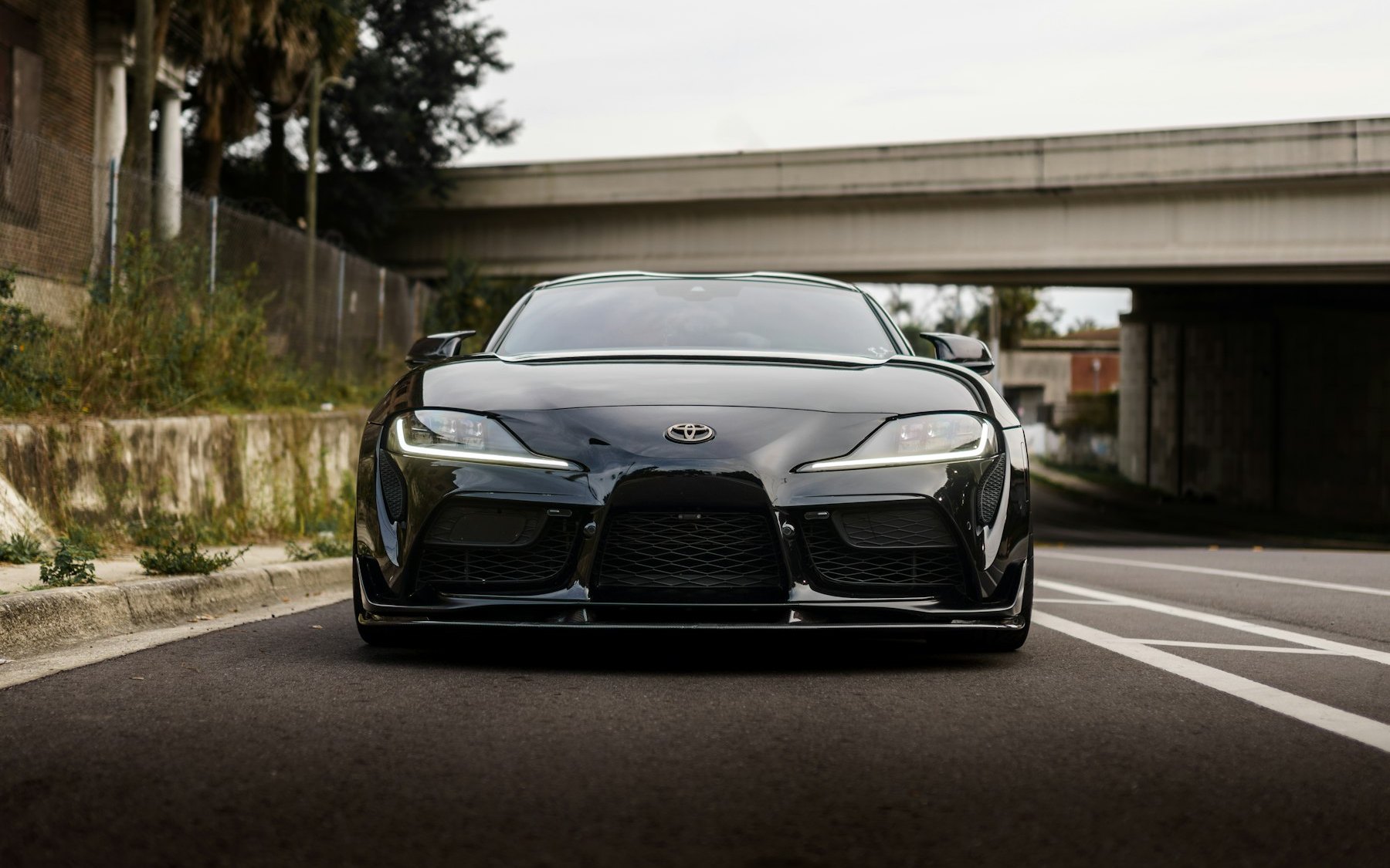 Lowered black Toyota GR Supra A90